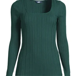Baumwoll/Modal-Rippshirt mit eckigem Ausschnitt für Damen