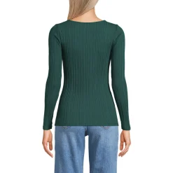 Baumwoll/Modal-Rippshirt mit eckigem Ausschnitt für Damen