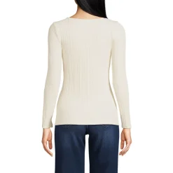 Baumwoll/Modal-Rippshirt mit eckigem Ausschnitt für Damen