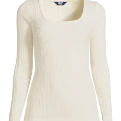 Baumwoll/Modal-Rippshirt mit eckigem Ausschnitt für Damen