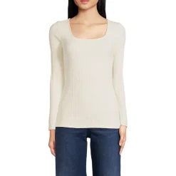 Baumwoll/Modal-Rippshirt mit eckigem Ausschnitt für Damen