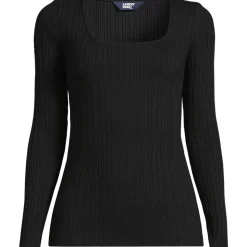Baumwoll/Modal-Rippshirt mit eckigem Ausschnitt für Damen