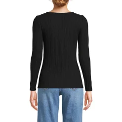 Baumwoll/Modal-Rippshirt mit eckigem Ausschnitt für Damen