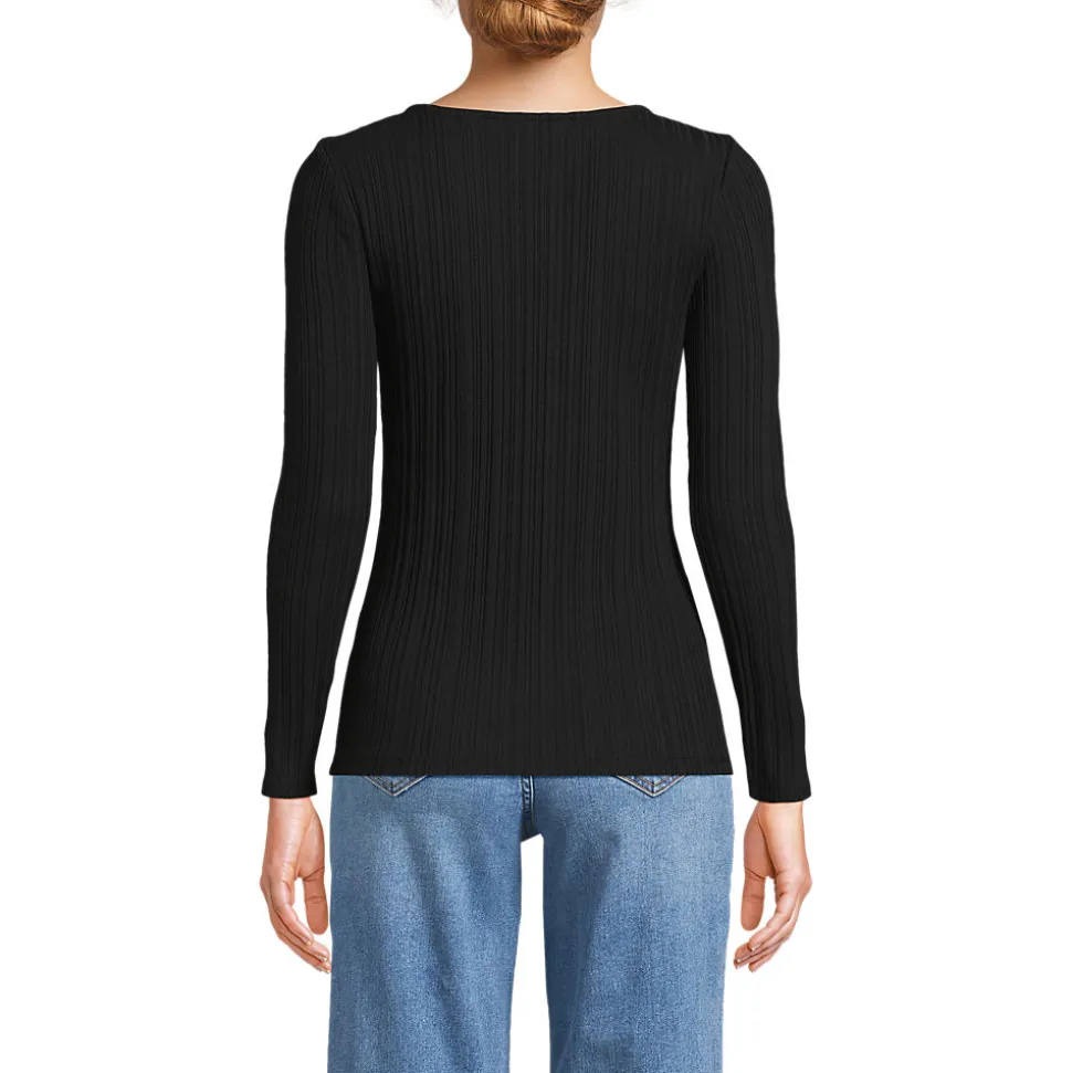 Baumwoll/Modal-Rippshirt mit eckigem Ausschnitt für Damen