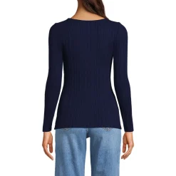 Baumwoll/Modal-Rippshirt mit eckigem Ausschnitt für Damen