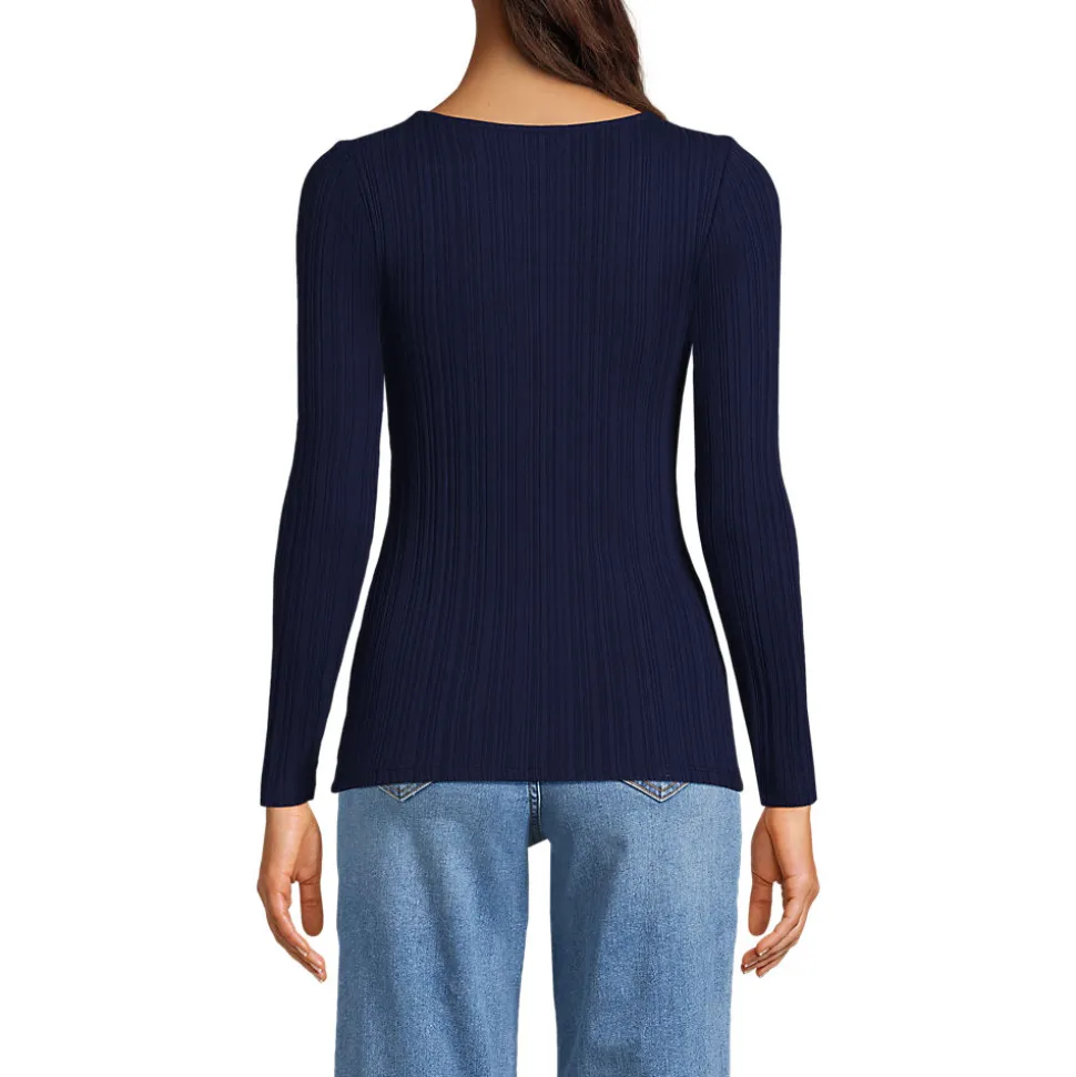 Baumwoll/Modal-Rippshirt mit eckigem Ausschnitt für Damen