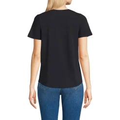 Baumwoll-Modal-Shirt mit V-Ausschnitt und Spitzenbesatz