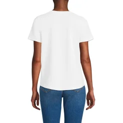 Baumwoll-Modal-Shirt mit V-Ausschnitt und Spitzenbesatz