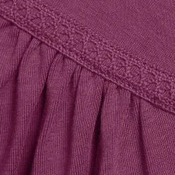 Baumwoll-Modal-Shirt mit V-Ausschnitt und Spitzenbesatz