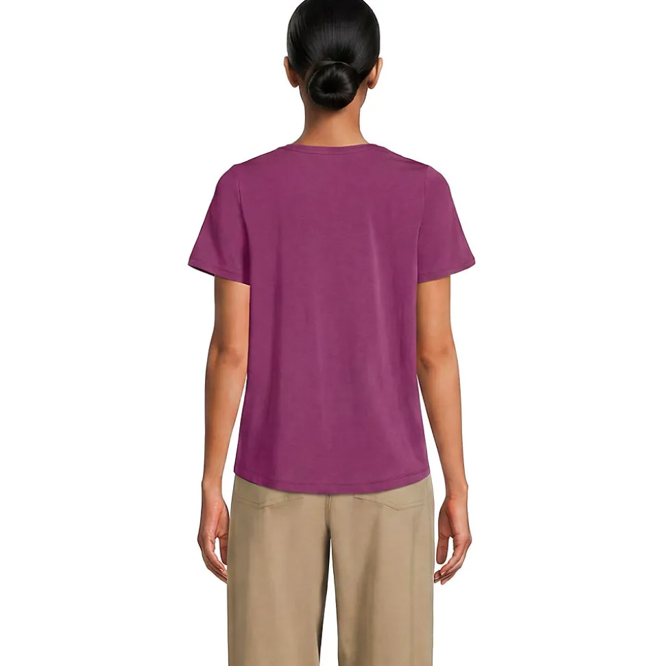 Baumwoll-Modal-Shirt mit V-Ausschnitt und Spitzenbesatz