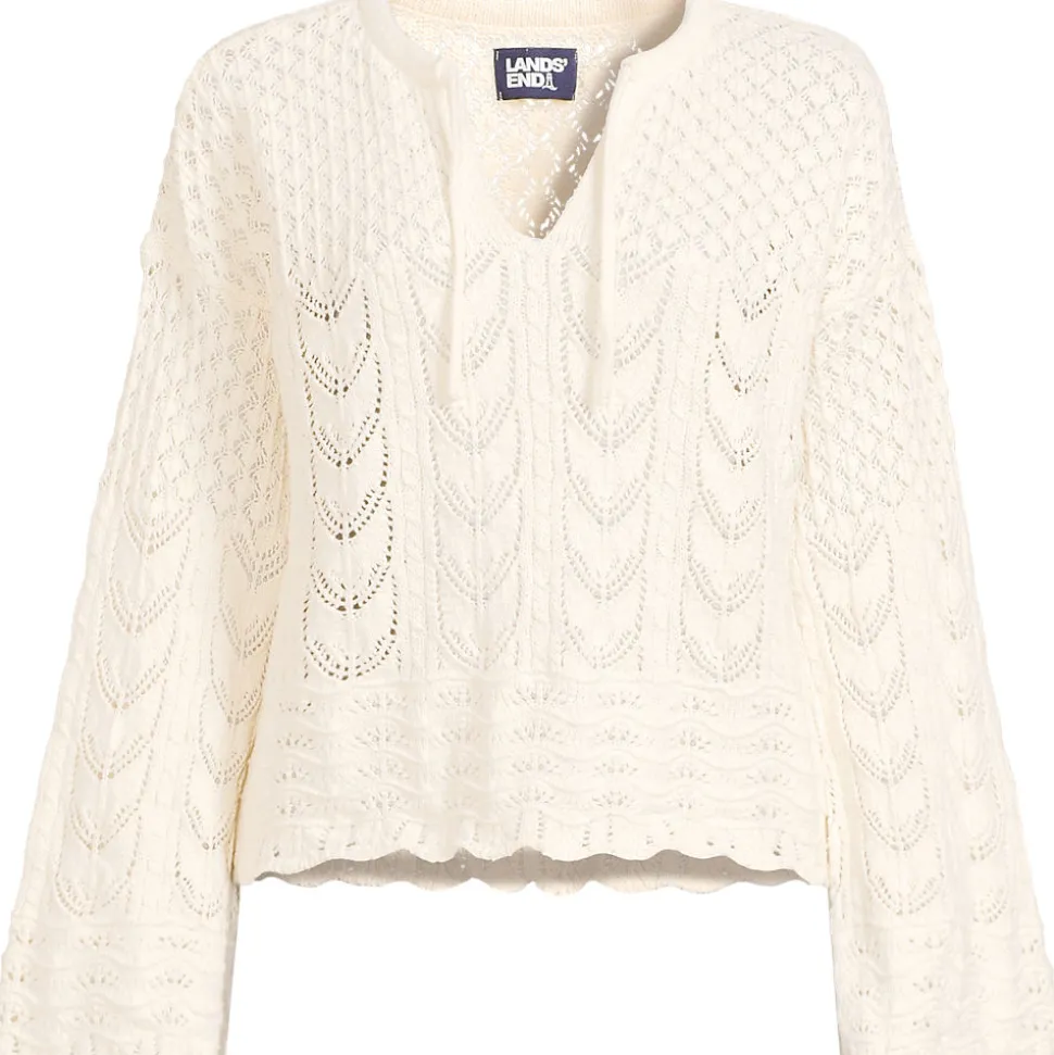 Baumwollpullover mit Ajourmuster für Damen