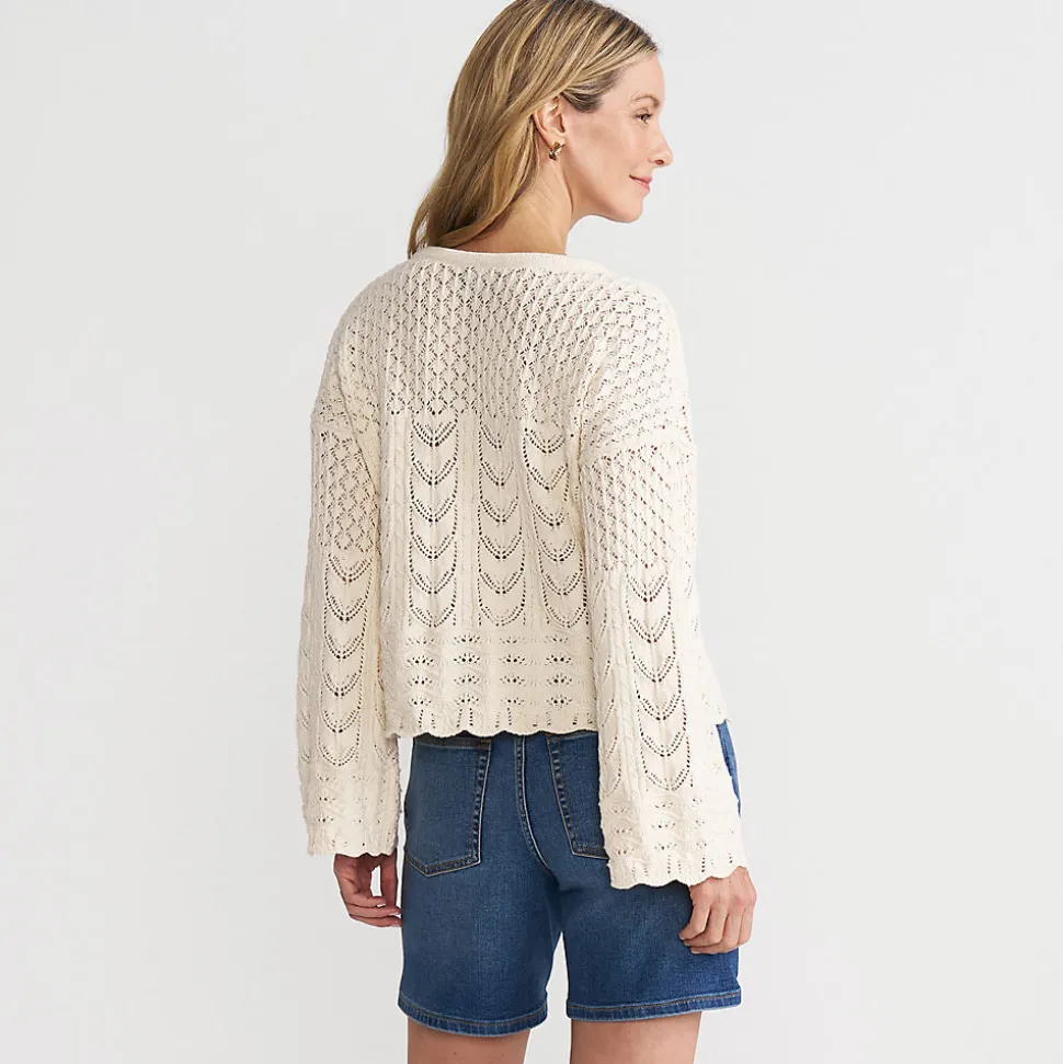 Baumwollpullover mit Ajourmuster für Damen