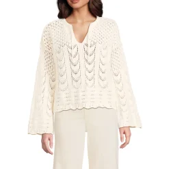 Baumwollpullover mit Ajourmuster für Damen