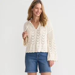 Baumwollpullover mit Ajourmuster für Damen