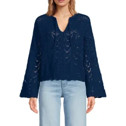 Baumwollpullover mit Ajourmuster für Damen