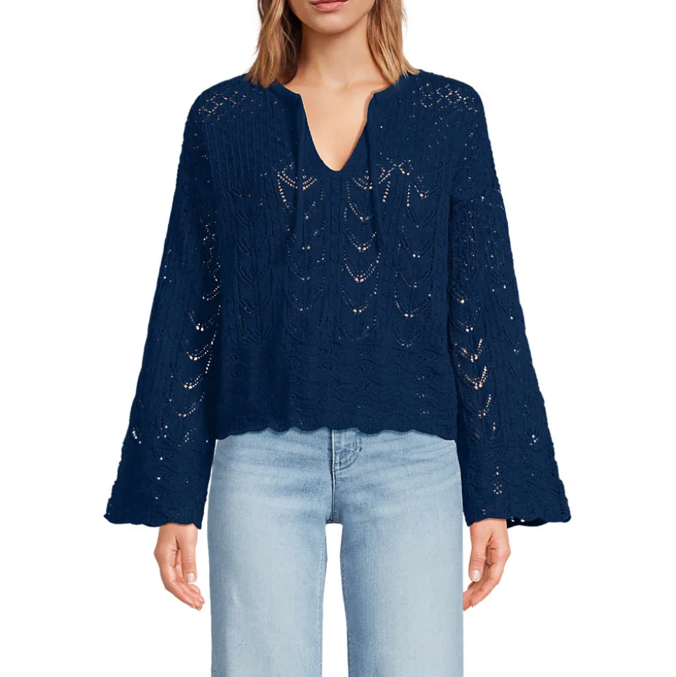Baumwollpullover mit Ajourmuster für Damen