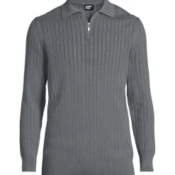 Baumwoll-Pullover mit Polokragen und Zipper für Herren