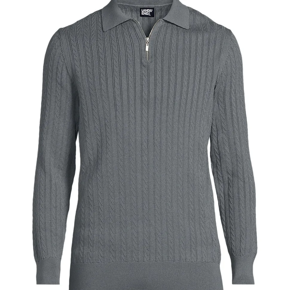 Baumwoll-Pullover mit Polokragen und Zipper für Herren