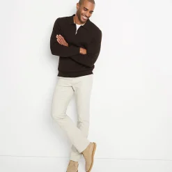 Baumwoll-Pullover mit Polokragen und Zipper für Herren