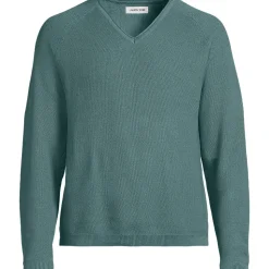 Baumwoll-Pullover mit Struktur und V-Ausschnitt für Herren