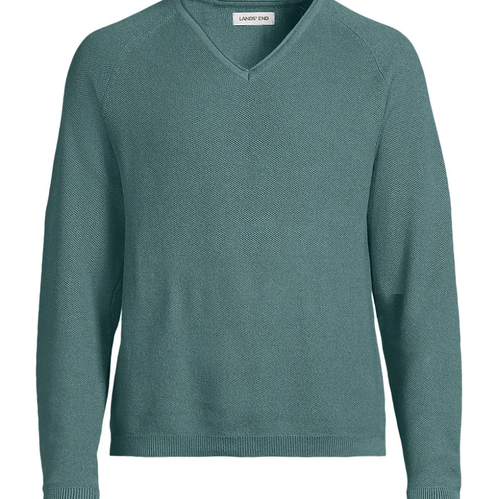 Baumwoll-Pullover mit Struktur und V-Ausschnitt für Herren