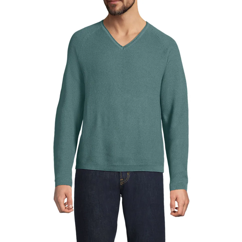Baumwoll-Pullover mit Struktur und V-Ausschnitt für Herren