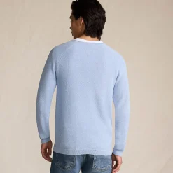 Baumwoll-Pullover mit Struktur und V-Ausschnitt für Herren