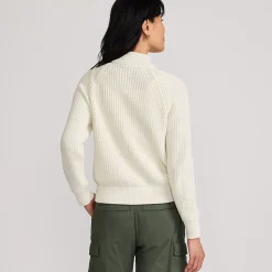 Baumwollpullover mit Troyer-Kragen für Damen in Petite-Größe