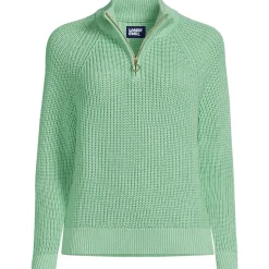 Baumwollpullover mit Troyer-Kragen für Damen in Petite-Größe