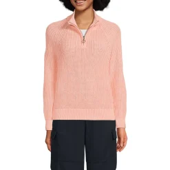 Baumwollpullover mit Troyer-Kragen für Damen in Petite-Größe