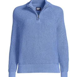 Baumwollpullover mit Troyer-Kragen für Damen in Petite-Größe