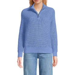 Baumwollpullover mit Troyer-Kragen für Damen in Petite-Größe