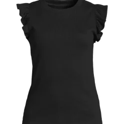 Baumwollripp-Top mit Volants für Damen