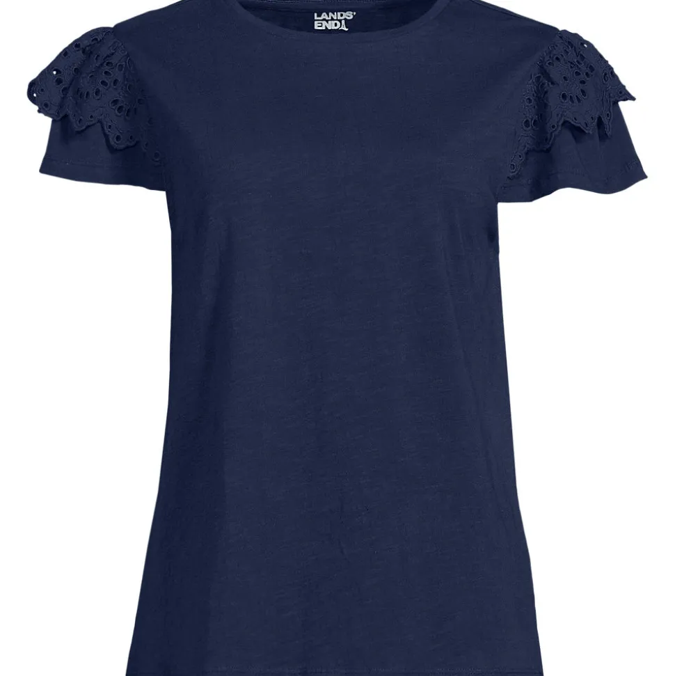 Baumwoll-Shirt mit verzierten Ärmeln für Damen