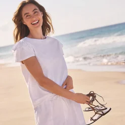 Baumwoll-Shirt mit verzierten Ärmeln für Damen