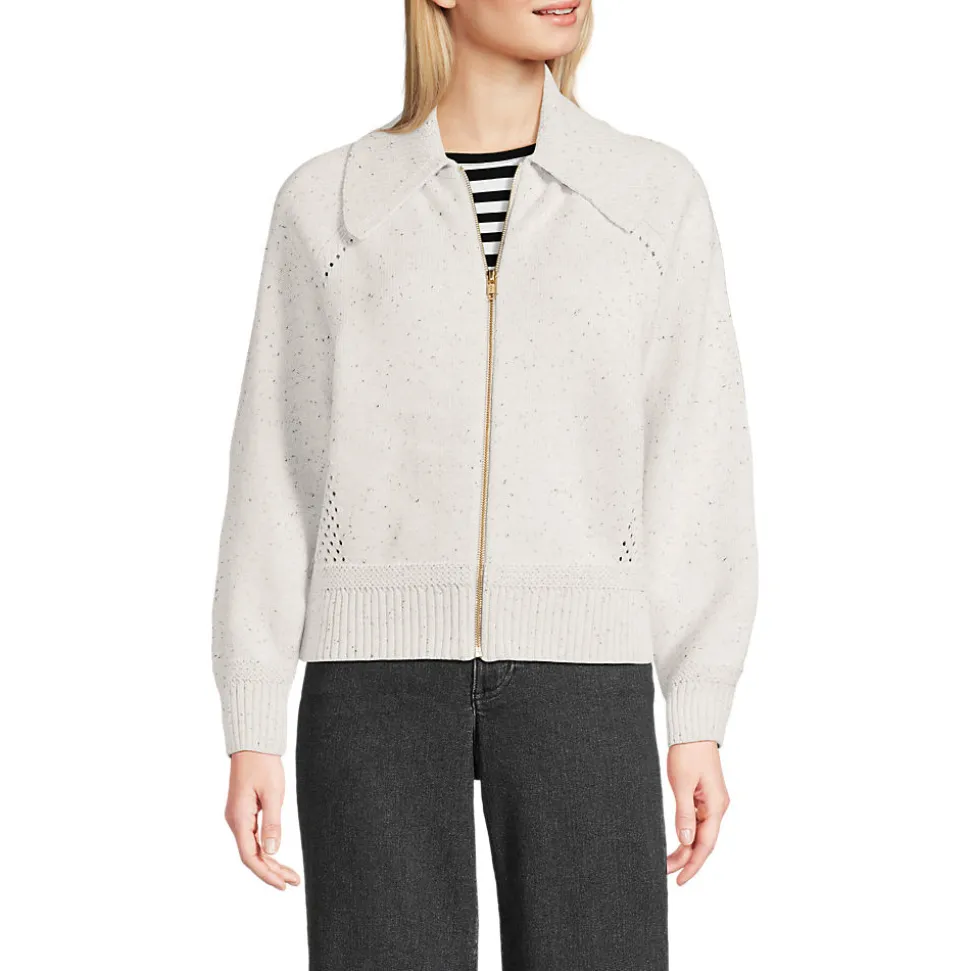 Baumwoll-Zippercardigan mit großem Kragen DRIFTER für Damen