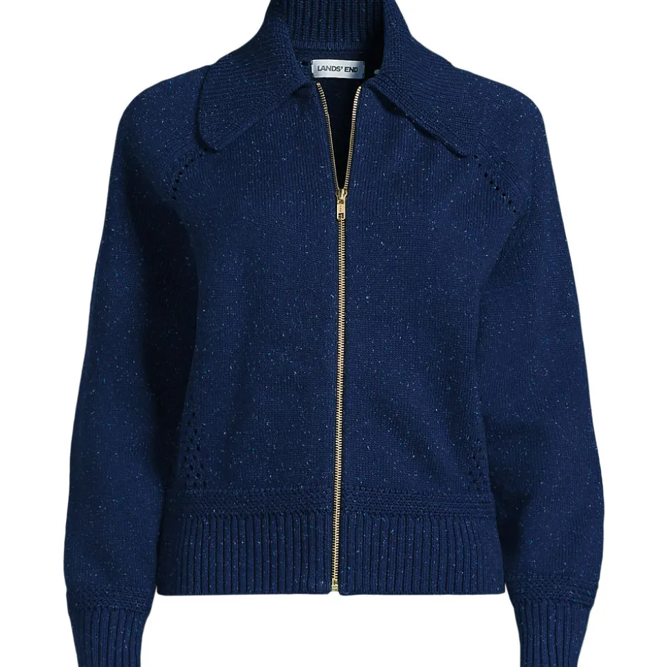 Baumwoll-Zippercardigan mit großem Kragen DRIFTER für Damen