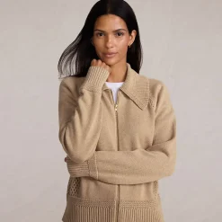 Baumwoll-Zippercardigan mit großem Kragen DRIFTER für Damen