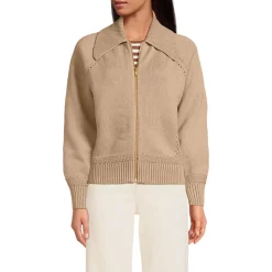 Baumwoll-Zippercardigan mit großem Kragen DRIFTER für Damen