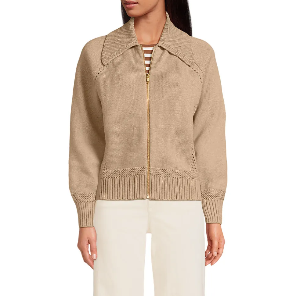 Baumwoll-Zippercardigan mit großem Kragen DRIFTER für Damen