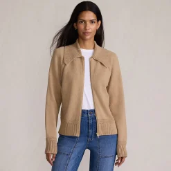 Baumwoll-Zippercardigan mit großem Kragen DRIFTER für Damen
