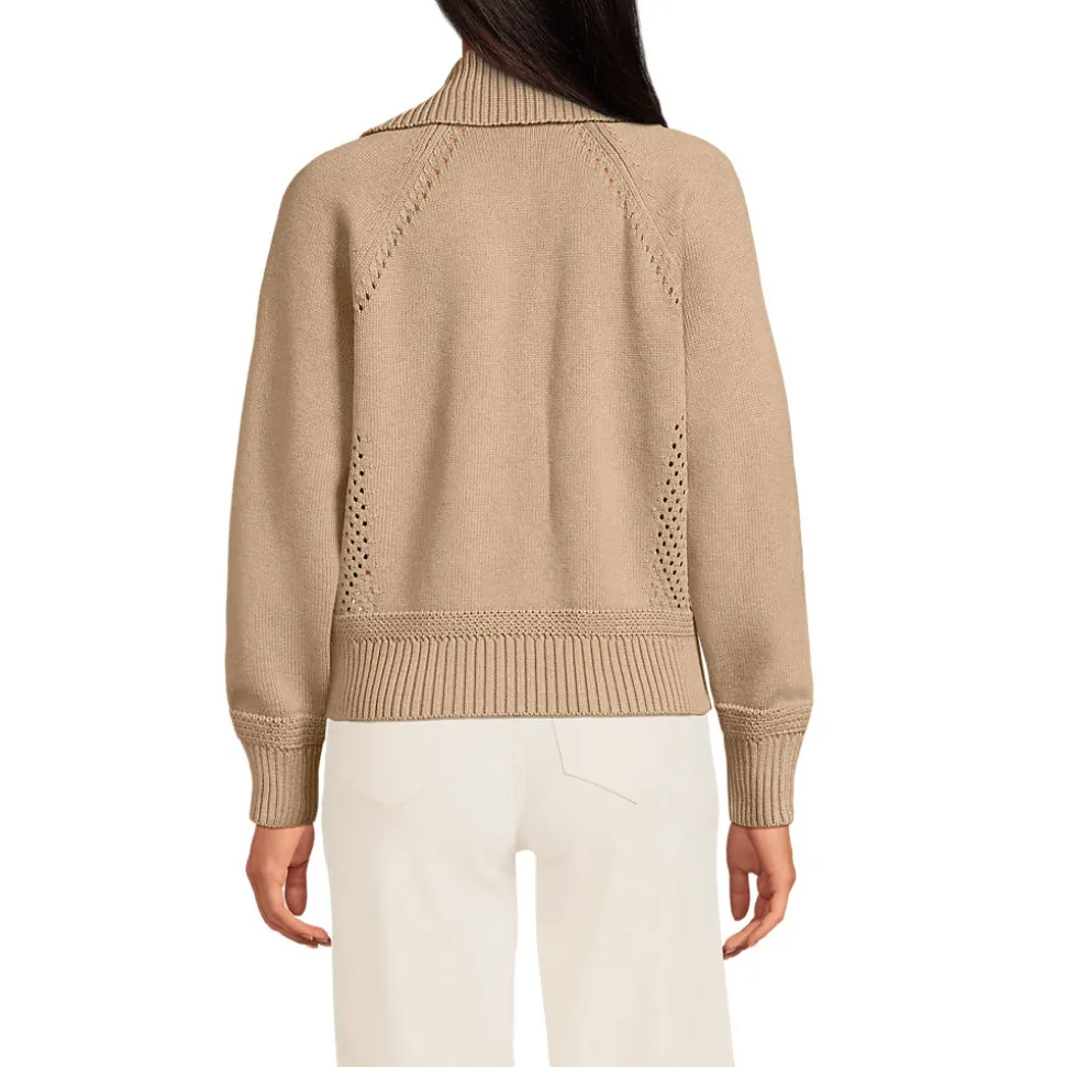Baumwoll-Zippercardigan mit großem Kragen DRIFTER für Damen
