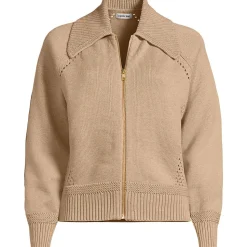 Baumwoll-Zippercardigan mit großem Kragen DRIFTER für Damen