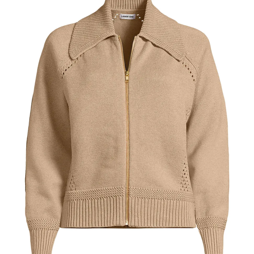 Baumwoll-Zippercardigan mit großem Kragen DRIFTER für Damen