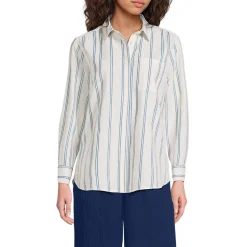 Bedruckte Soft Ease Hemdbluse im Leinenmix für Damen