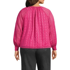 Bestickte Chiffonbluse für Damen in Plus-Größe