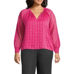 Bestickte Chiffonbluse für Damen in Plus-Größe