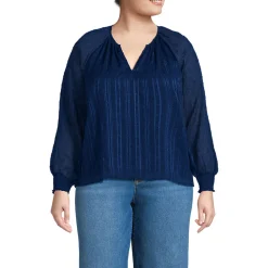 Bestickte Chiffonbluse für Damen in Plus-Größe