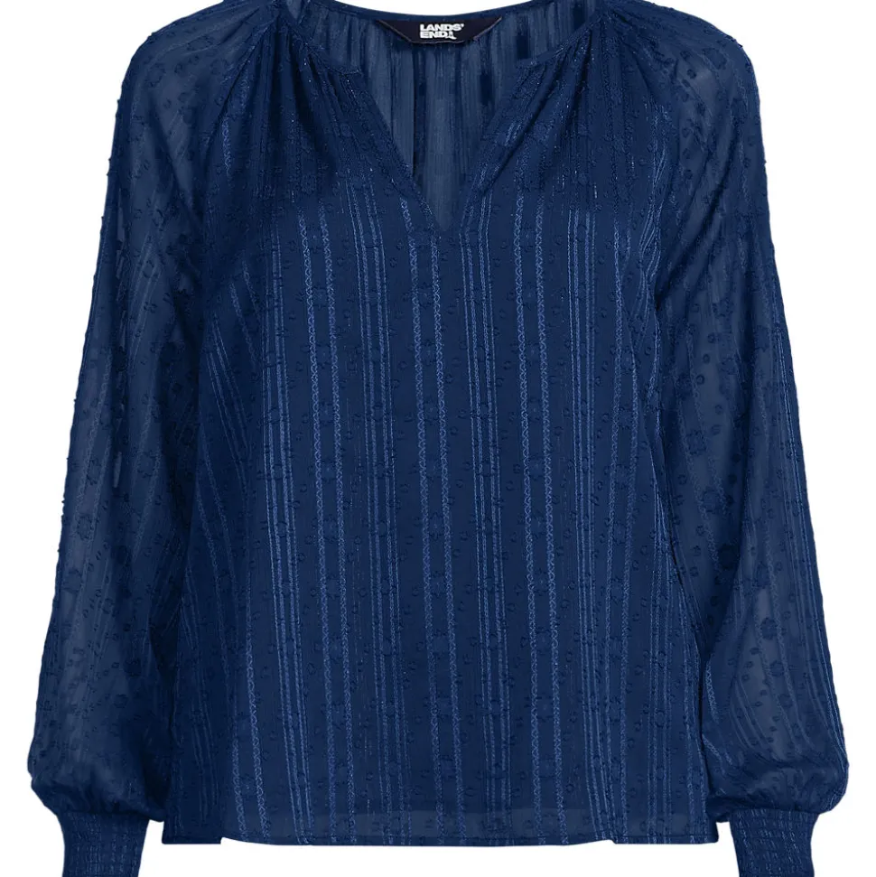 Bestickte Chiffonbluse für Damen in Plus-Größe
