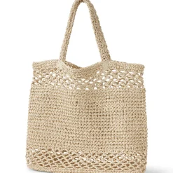Bestickte offene Strohtasche